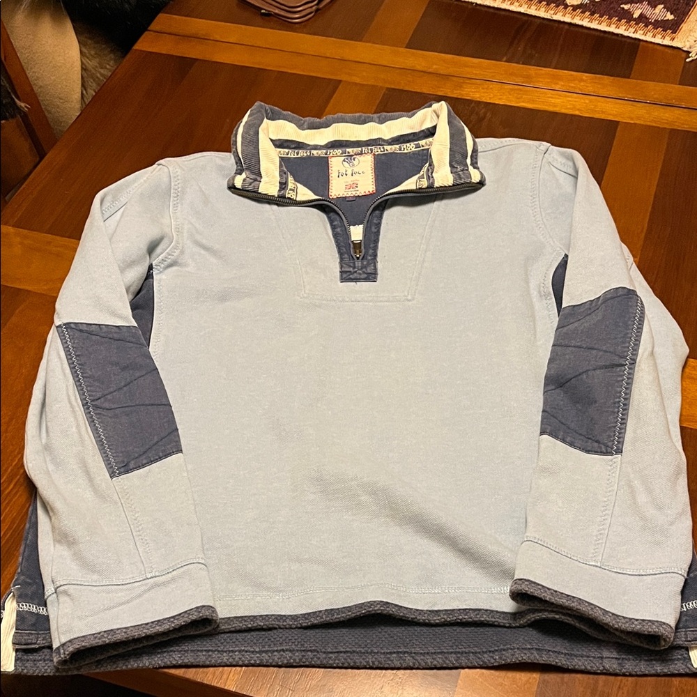 Fat Face Light Blue Zip Up Sweater, size large, preowned